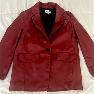 Princess Polly faux leather jacket S/XS in wine red